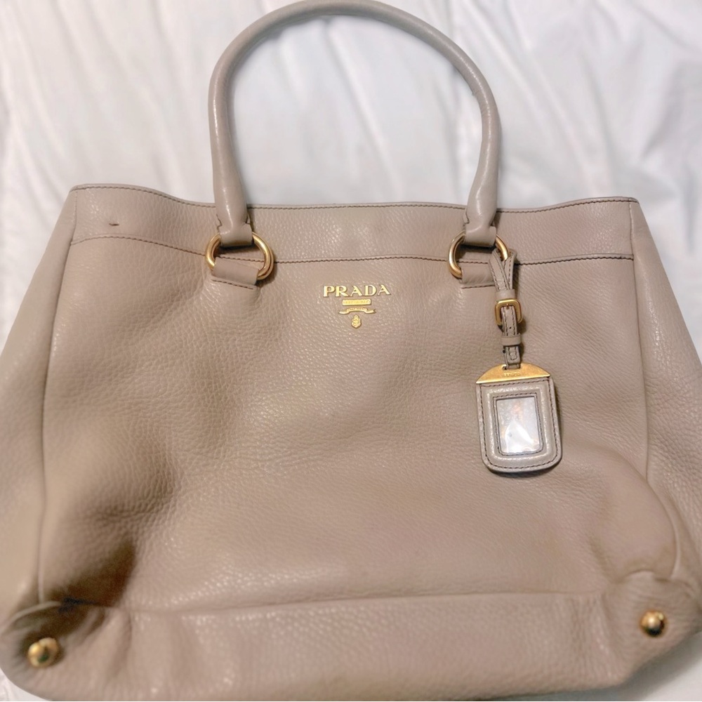 Prada shoulder bag leather beige BR4393